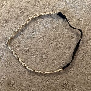 Braided headband with white and gold chain